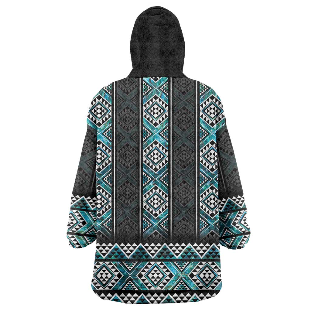 Paua Shell Taniko Pattern Aotearoa Wearable Blanket Hoodie Niho Taniwha Mix Poutama
