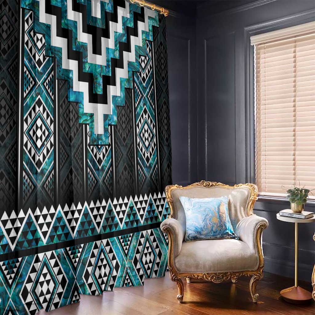 Paua Shell Taniko Pattern Aotearoa Window Curtain Niho Taniwha Mix Poutama