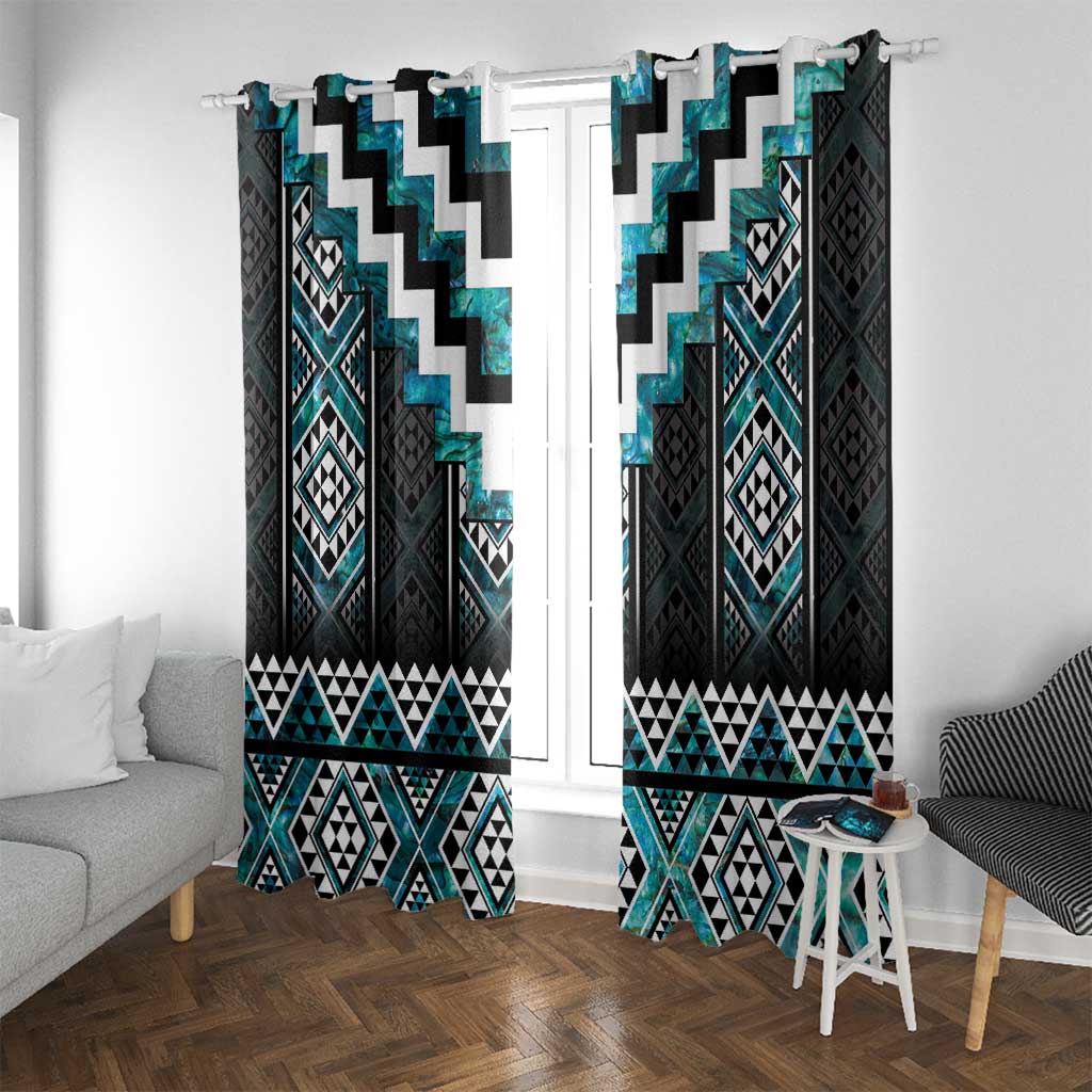 Paua Shell Taniko Pattern Aotearoa Window Curtain Niho Taniwha Mix Poutama