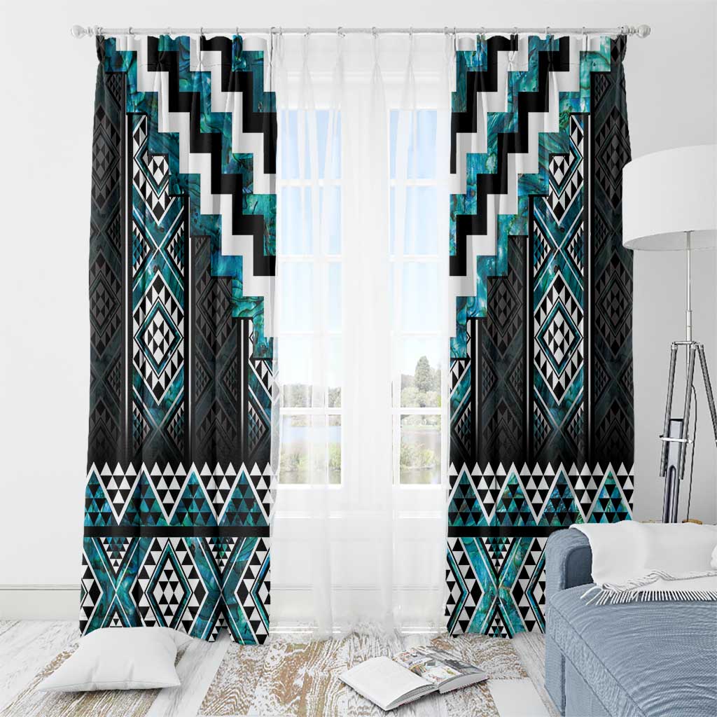 Paua Shell Taniko Pattern Aotearoa Window Curtain Niho Taniwha Mix Poutama