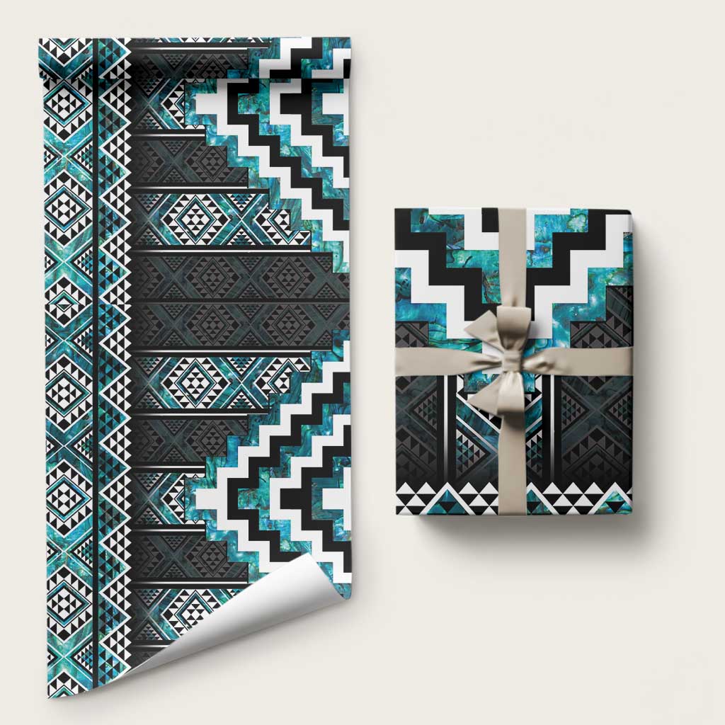 Paua Shell Taniko Pattern Aotearoa Wrapping Paper Niho Taniwha Mix Poutama - Polynesian Pride