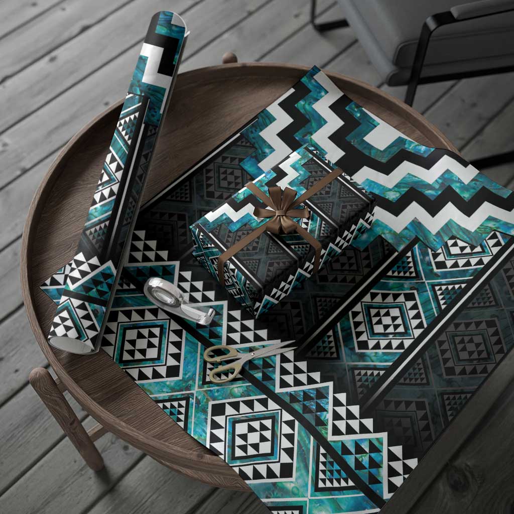 Paua Shell Taniko Pattern Aotearoa Wrapping Paper Niho Taniwha Mix Poutama - Polynesian Pride