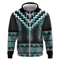 Paua Shell Taniko Pattern Aotearoa Zip Hoodie Niho Taniwha Mix Poutama