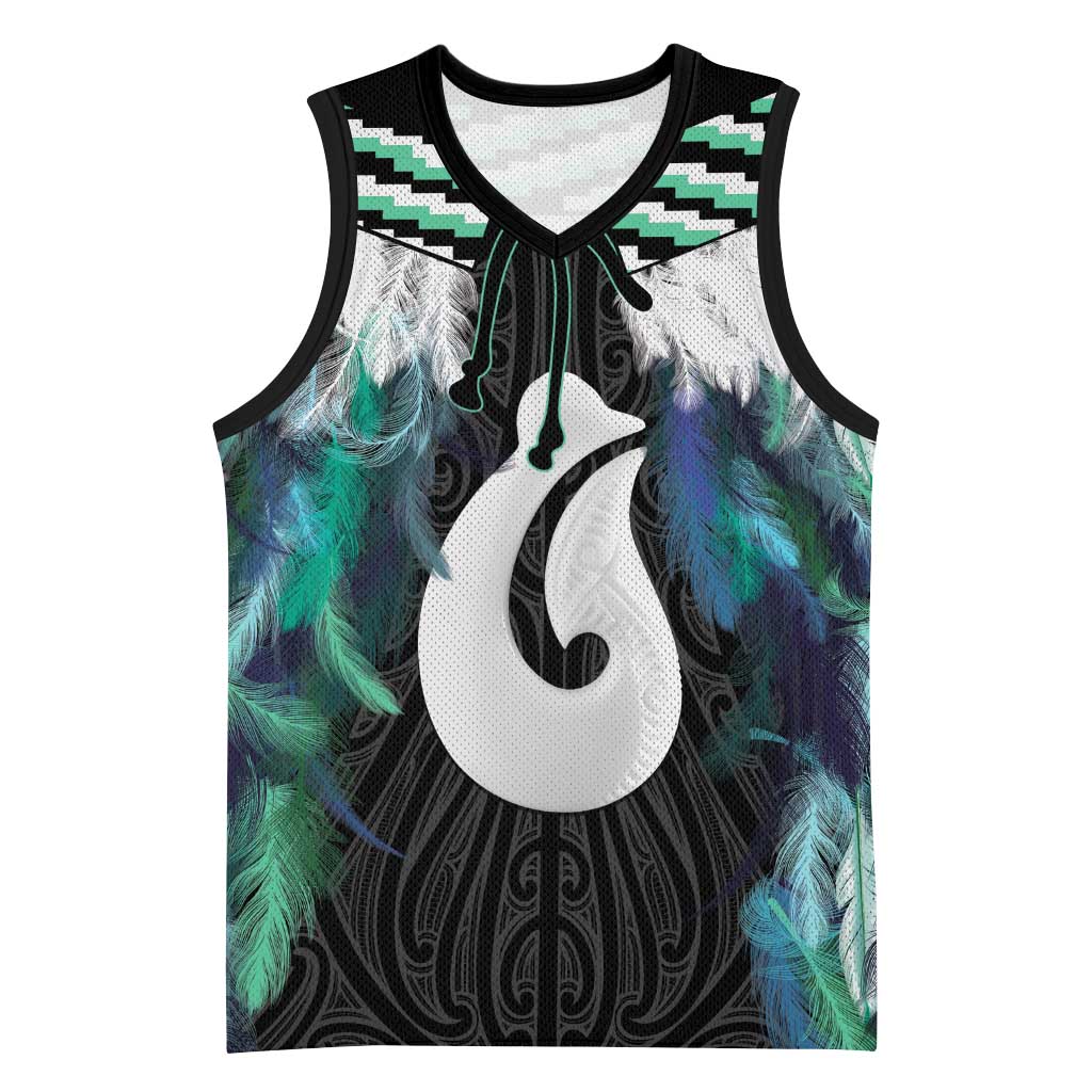 Aotearoa Korowai Motif Basketball Jersey Hei Matau Poutama Maori Pattern - Polynesian Pride