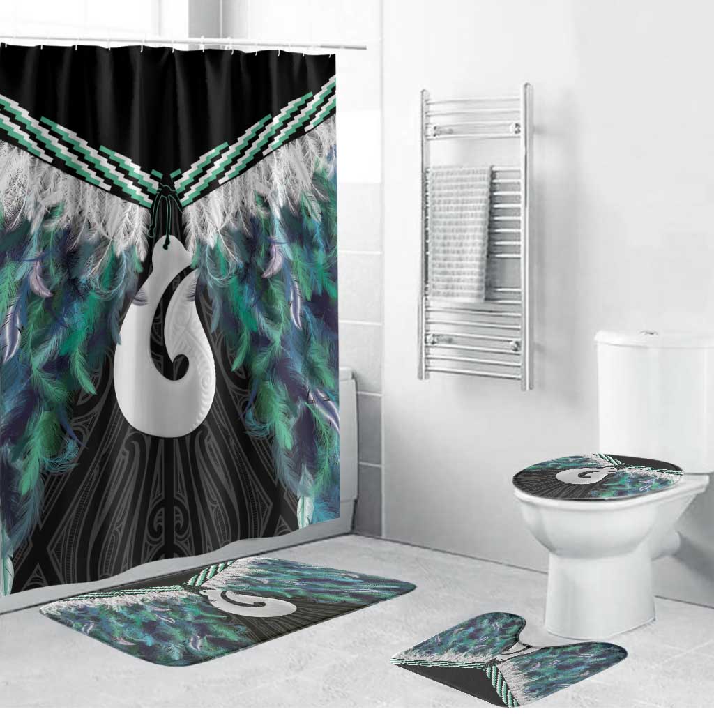 Aotearoa Korowai Motif Bathroom Set Hei Matau Poutama Maori Pattern - Polynesian Pride