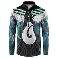 Aotearoa Korowai Motif Button Sweatshirt Hei Matau Poutama Maori Pattern