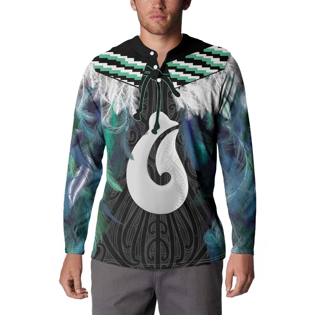 Aotearoa Korowai Motif Button Sweatshirt Hei Matau Poutama Maori Pattern