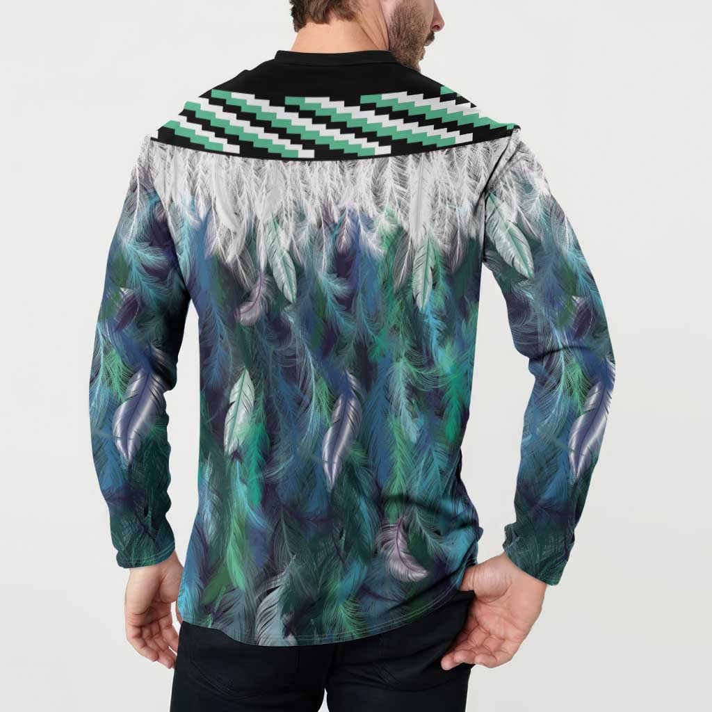 Aotearoa Korowai Motif Button Sweatshirt Hei Matau Poutama Maori Pattern