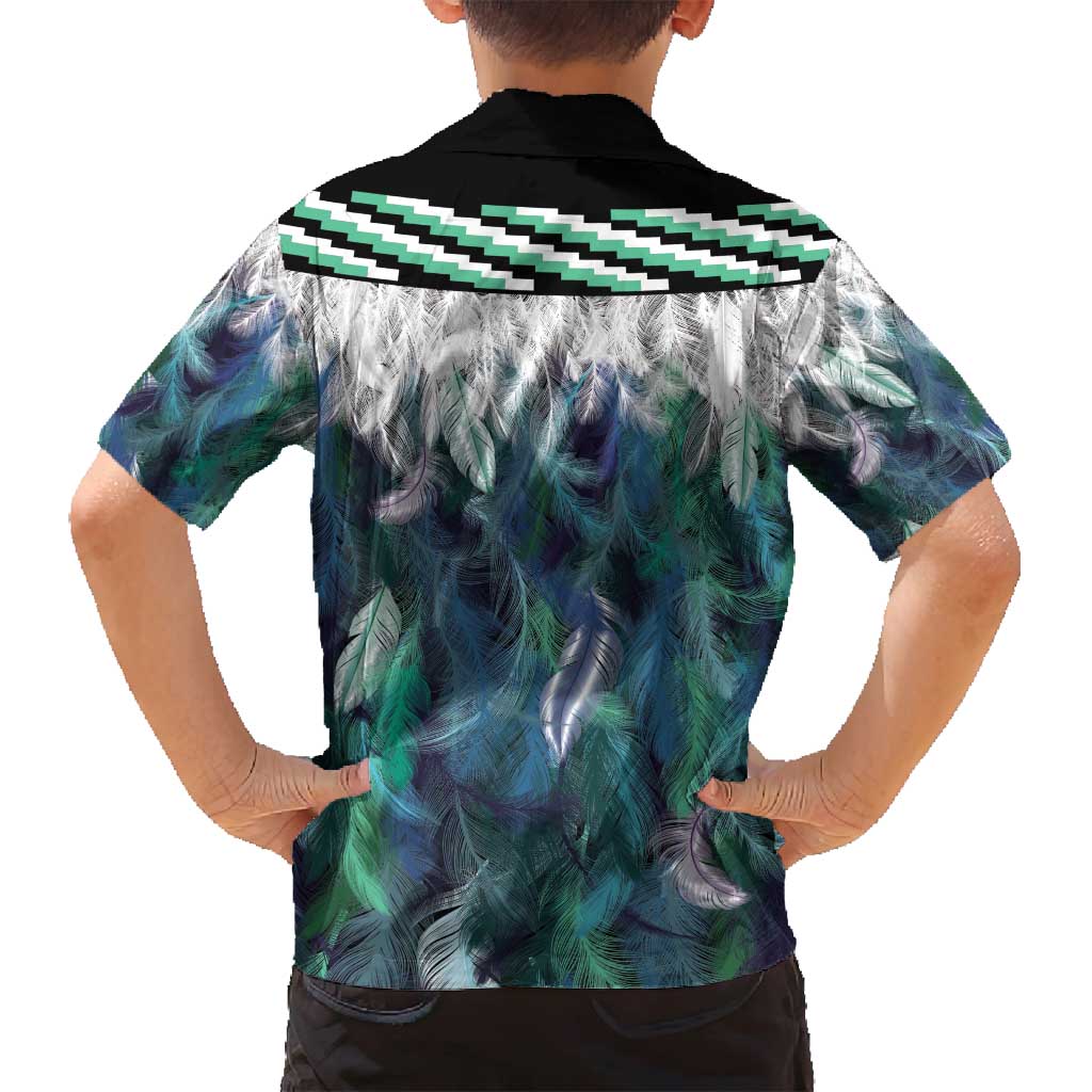 Aotearoa Korowai Motif Family Matching Off Shoulder Short Dress and Hawaiian Shirt Hei Matau Poutama Maori Pattern
