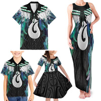 Aotearoa Korowai Motif Family Matching Tank Maxi Dress and Hawaiian Shirt Hei Matau Poutama Maori Pattern LT14 - Polynesian Pride