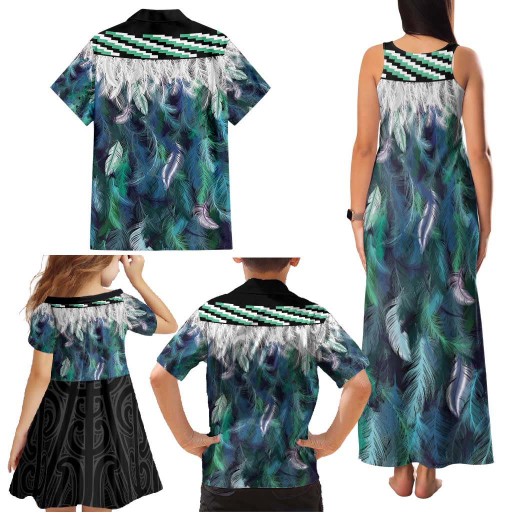 Aotearoa Korowai Motif Family Matching Tank Maxi Dress and Hawaiian Shirt Hei Matau Poutama Maori Pattern LT14 - Polynesian Pride