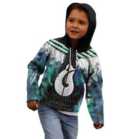 Aotearoa Korowai Motif Kid Hoodie Hei Matau Poutama Maori Pattern