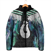 Aotearoa Korowai Motif Padded Jacket Hei Matau Poutama Maori Pattern - Polynesian Pride