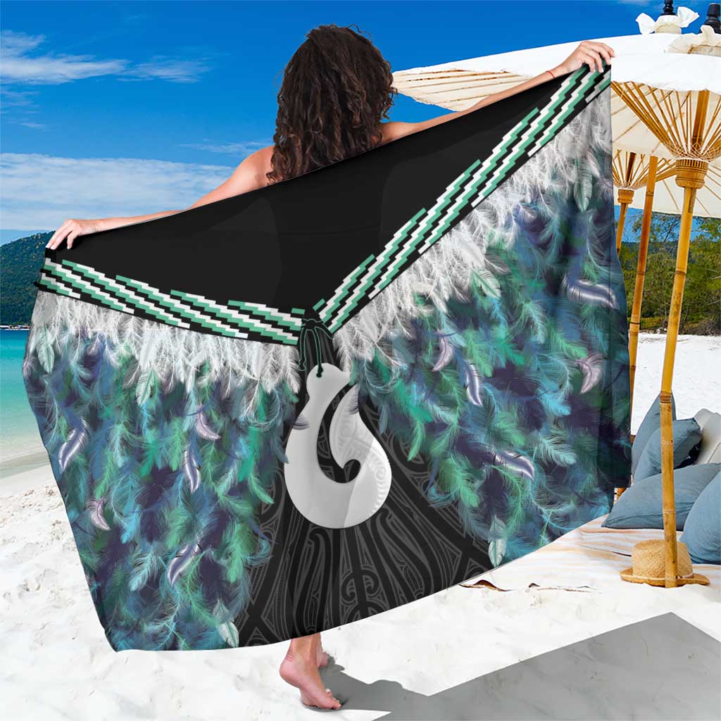 Aotearoa Korowai Motif Sarong Hei Matau Poutama Maori Pattern LT14 One Size 44 x 66 inches Turquoise - Polynesian Pride