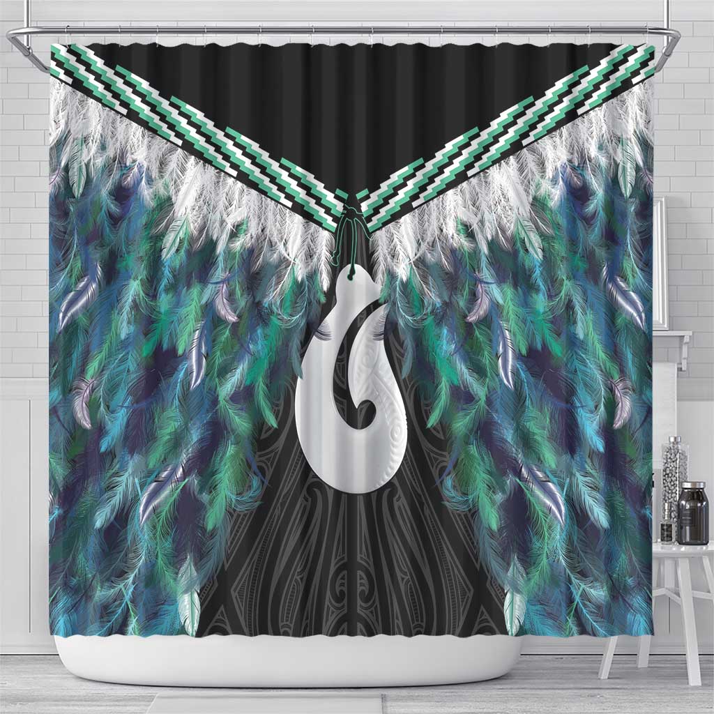 Aotearoa Korowai Motif Shower Curtain Hei Matau Poutama Maori Pattern