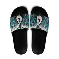 Aotearoa Korowai Motif Slide Sandals Hei Matau Poutama Maori Pattern LT14 Turquoise - Polynesian Pride