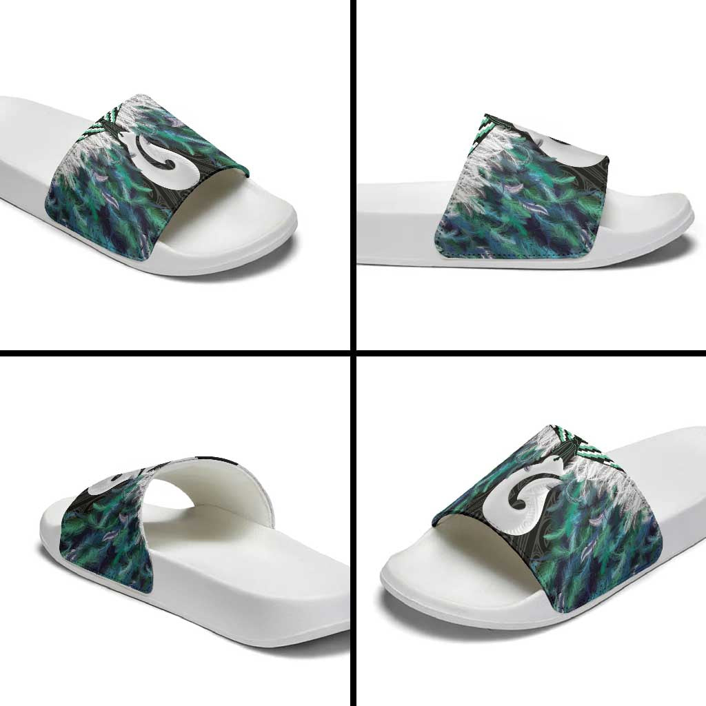 Aotearoa Korowai Motif Slide Sandals Hei Matau Poutama Maori Pattern LT14 - Polynesian Pride
