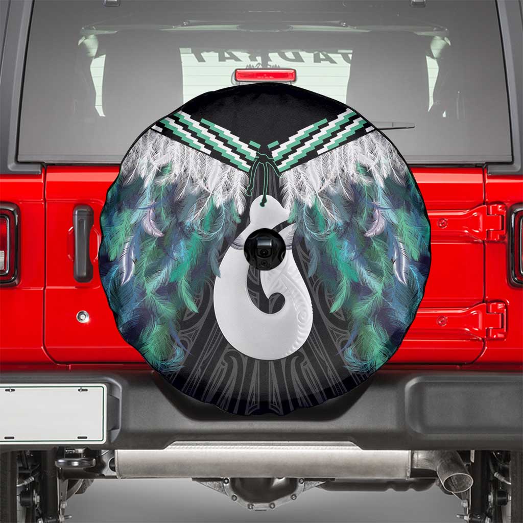 Aotearoa Korowai Motif Spare Tire Cover Hei Matau Poutama Maori Pattern