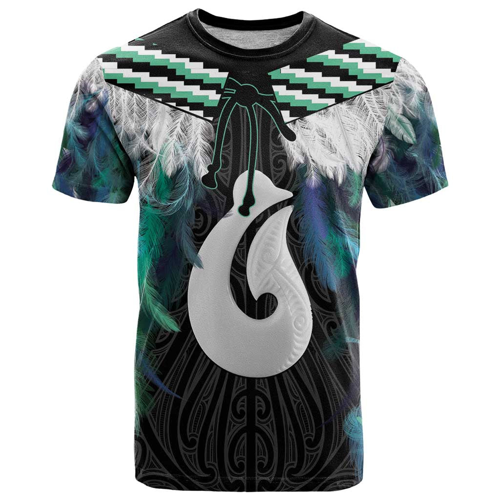 Aotearoa Korowai Motif T Shirt Hei Matau Poutama Maori Pattern LT14 Turquoise - Polynesian Pride