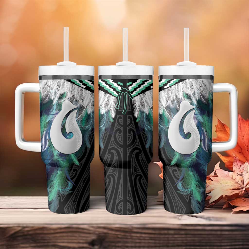 Aotearoa Korowai Motif Tumbler With Handle Hei Matau Poutama Maori Pattern