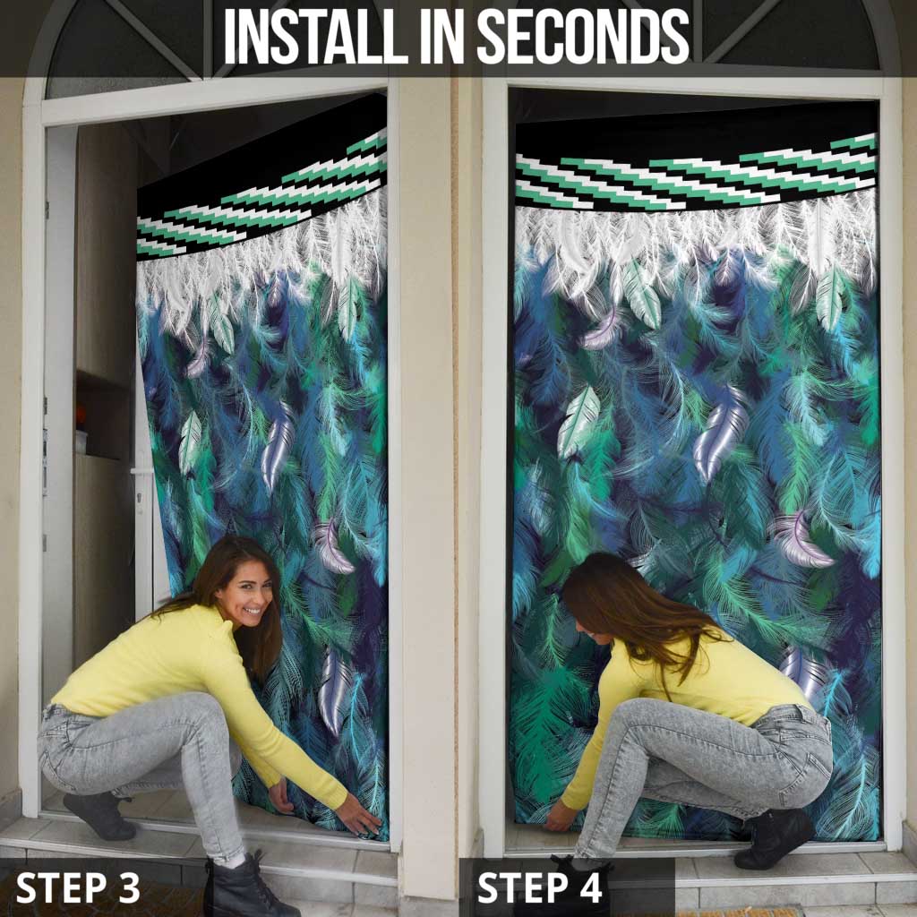 Aotearoa Korowai Motif Door Cover Hei Manaia Poutama Maori Pattern - Polynesian Pride