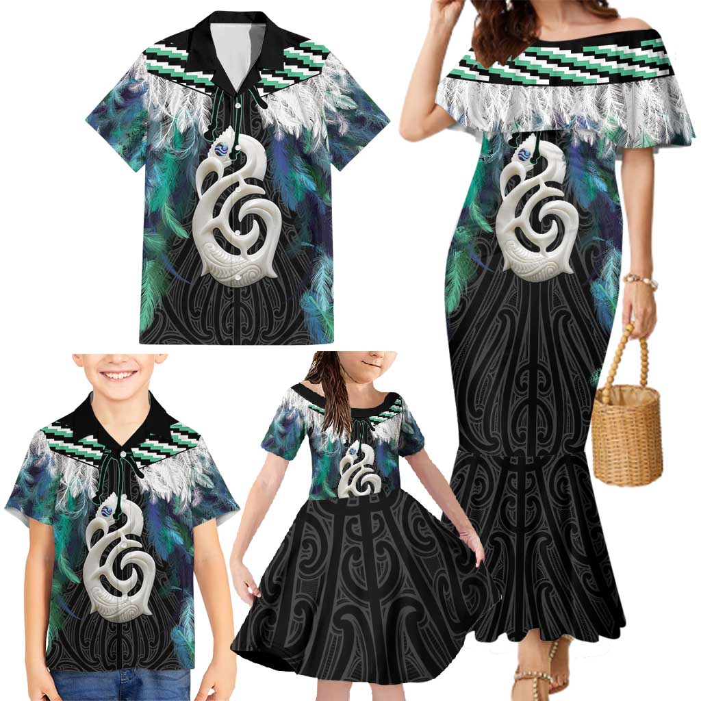 Aotearoa Korowai Motif Family Matching Mermaid Dress and Hawaiian Shirt Hei Manaia Poutama Maori Pattern LT14 - Polynesian Pride