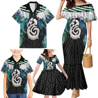 Aotearoa Korowai Motif Family Matching Mermaid Dress and Hawaiian Shirt Hei Manaia Poutama Maori Pattern LT14 - Polynesian Pride