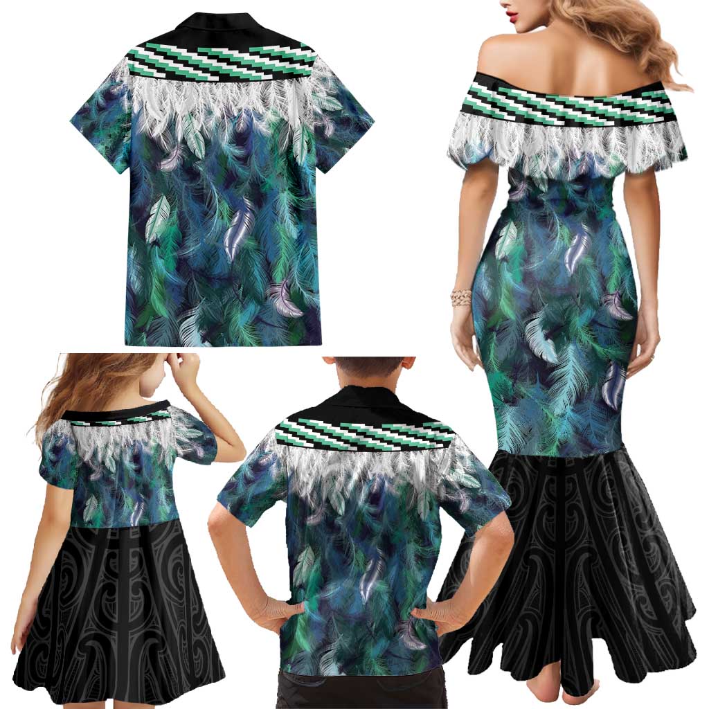 Aotearoa Korowai Motif Family Matching Mermaid Dress and Hawaiian Shirt Hei Manaia Poutama Maori Pattern LT14 - Polynesian Pride
