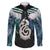 Aotearoa Korowai Motif Family Matching Off The Shoulder Long Sleeve Dress and Hawaiian Shirt Hei Manaia Poutama Maori Pattern