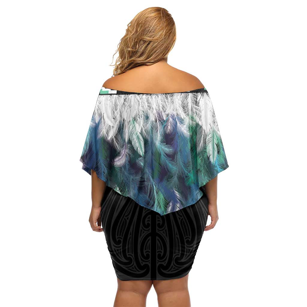 Aotearoa Korowai Motif Family Matching Off Shoulder Short Dress and Hawaiian Shirt Hei Manaia Poutama Maori Pattern