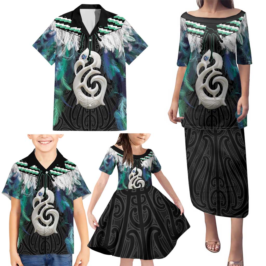 Aotearoa Korowai Motif Family Matching Puletasi and Hawaiian Shirt Hei Manaia Poutama Maori Pattern LT14 - Polynesian Pride