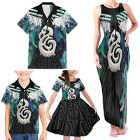 Aotearoa Korowai Motif Family Matching Tank Maxi Dress and Hawaiian Shirt Hei Manaia Poutama Maori Pattern LT14 - Polynesian Pride