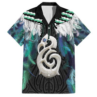 Aotearoa Korowai Motif Family Matching Tank Maxi Dress and Hawaiian Shirt Hei Manaia Poutama Maori Pattern LT14 Dad's Shirt - Short Sleeve Turquoise - Polynesian Pride