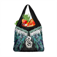 Aotearoa Korowai Motif Grocery Bag Hei Manaia Poutama Maori Pattern LT14 1-pack One Size Turquoise - Polynesian Pride