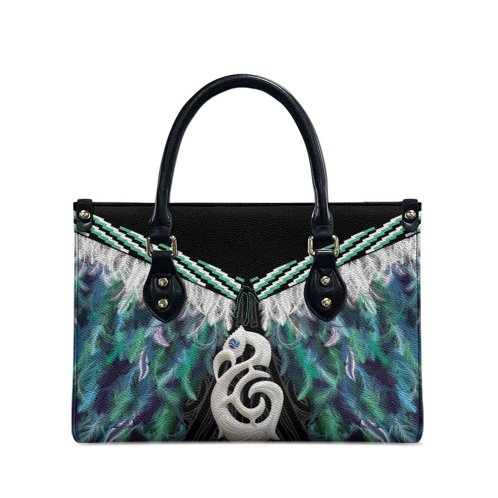Aotearoa Korowai Motif Leather Bag Hei Manaia Poutama Maori Pattern - Polynesian Pride