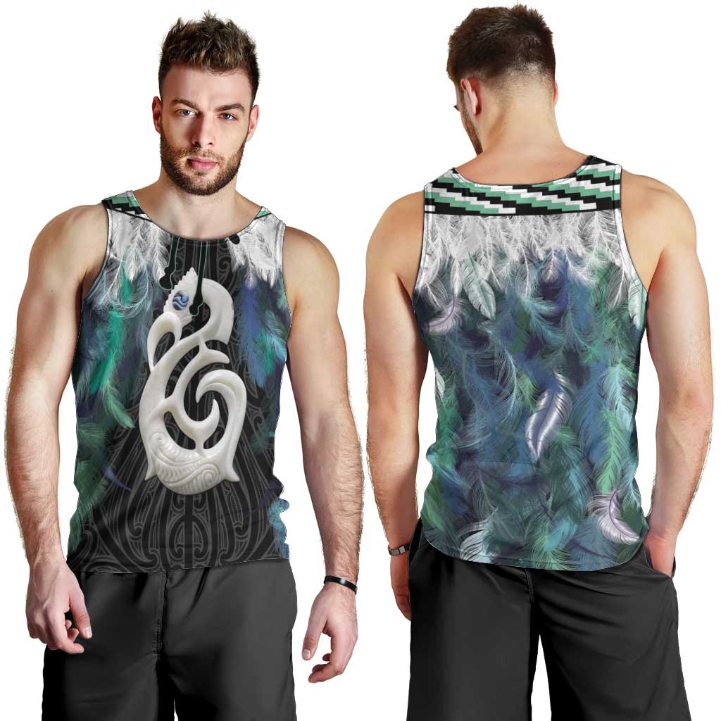 Aotearoa Korowai Motif Men Tank Top Hei Manaia Poutama Maori Pattern