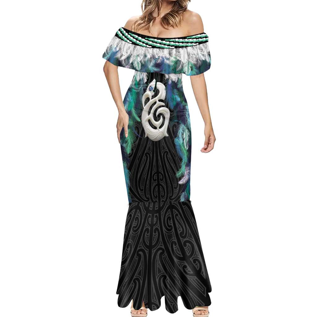 Aotearoa Korowai Motif Mermaid Dress Hei Manaia Poutama Maori Pattern