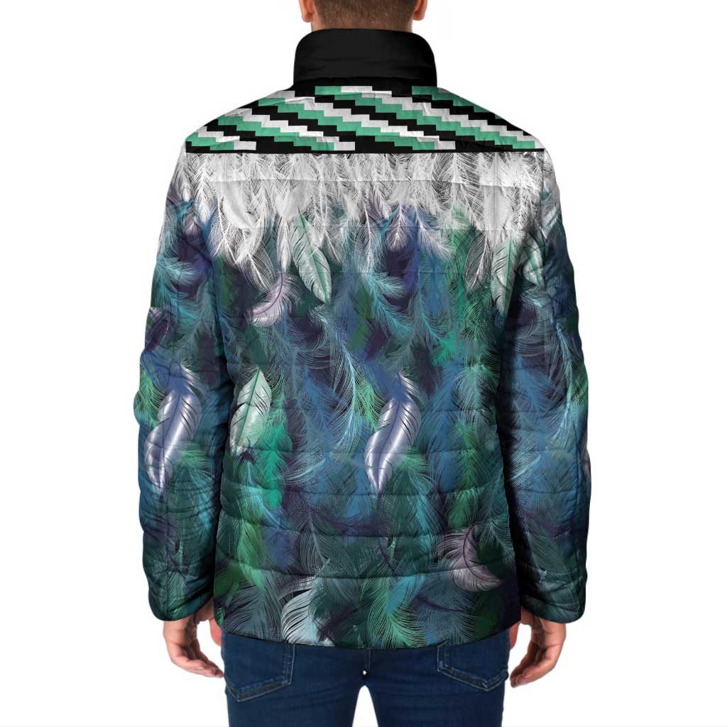 Aotearoa Korowai Motif Padded Jacket Hei Manaia Poutama Maori Pattern - Polynesian Pride