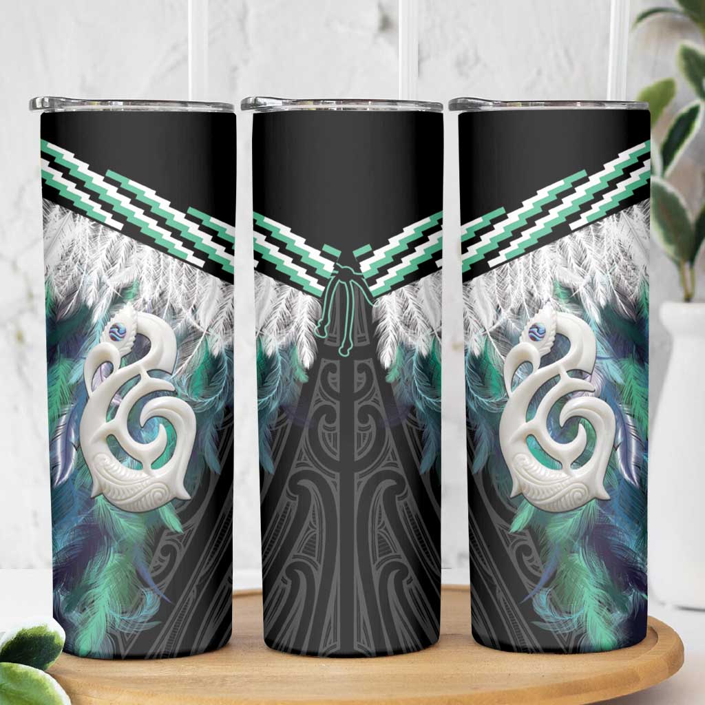 Aotearoa Korowai Motif Skinny Tumbler Hei Manaia Poutama Maori Pattern LT14 - Polynesian Pride