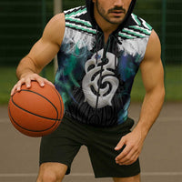 Aotearoa Korowai Motif Sleeveless Zip Hoodie Hei Manaia Poutama Maori Pattern LT14