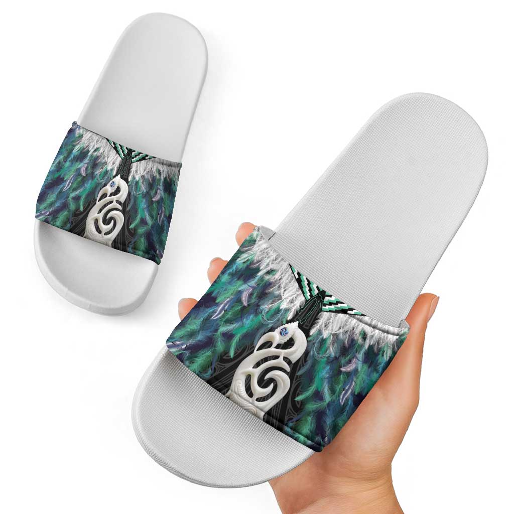 Aotearoa Korowai Motif Slide Sandals Hei Manaia Poutama Maori Pattern LT14 - Polynesian Pride
