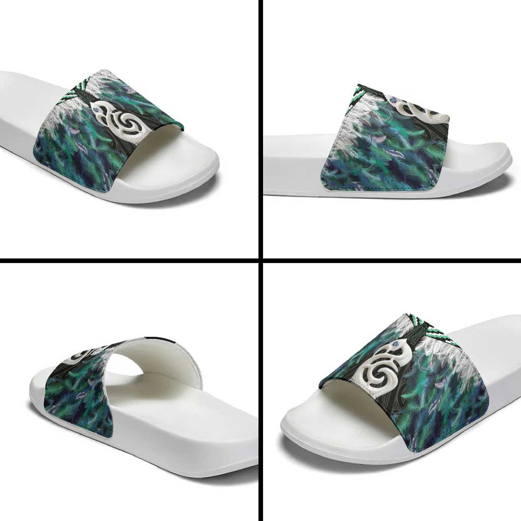 Aotearoa Korowai Motif Slide Sandals Hei Manaia Poutama Maori Pattern LT14 - Polynesian Pride