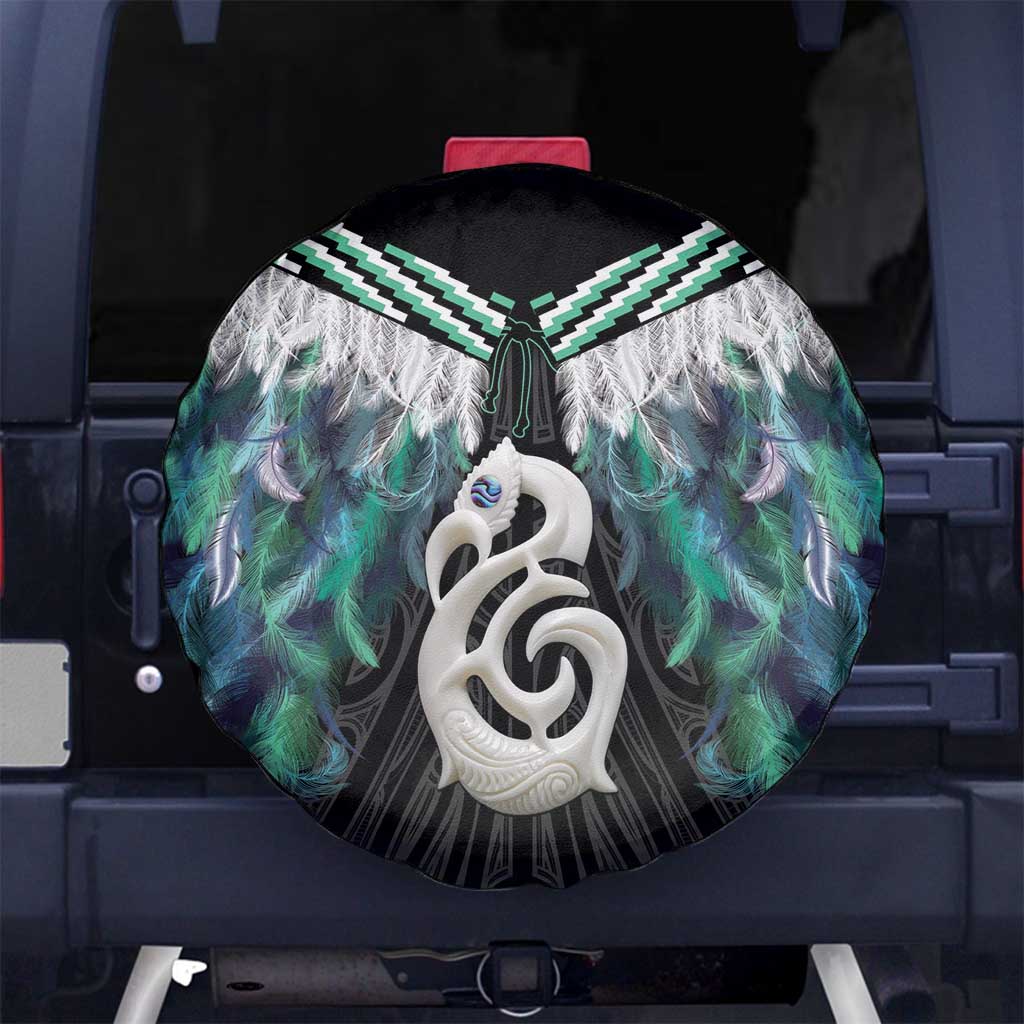 Aotearoa Korowai Motif Spare Tire Cover Hei Manaia Poutama Maori Pattern