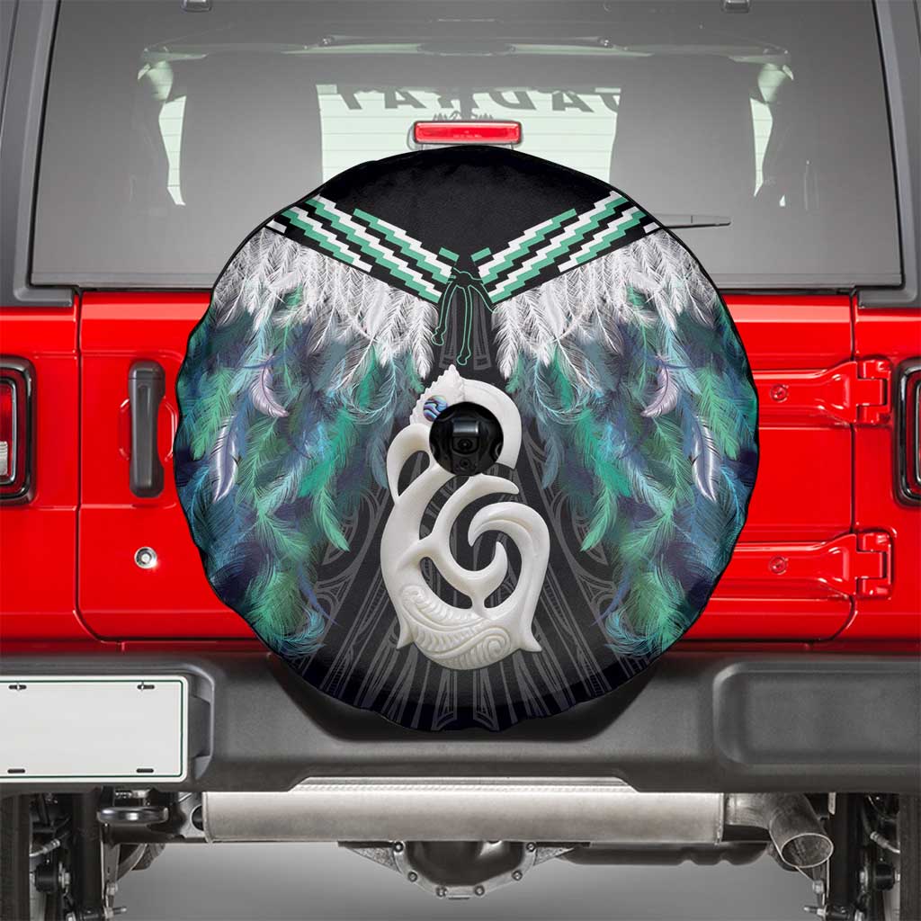 Aotearoa Korowai Motif Spare Tire Cover Hei Manaia Poutama Maori Pattern