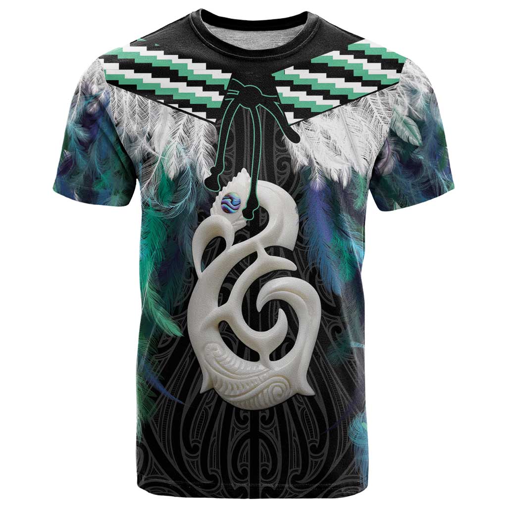 Aotearoa Korowai Motif T Shirt Hei Manaia Poutama Maori Pattern LT14 Turquoise - Polynesian Pride