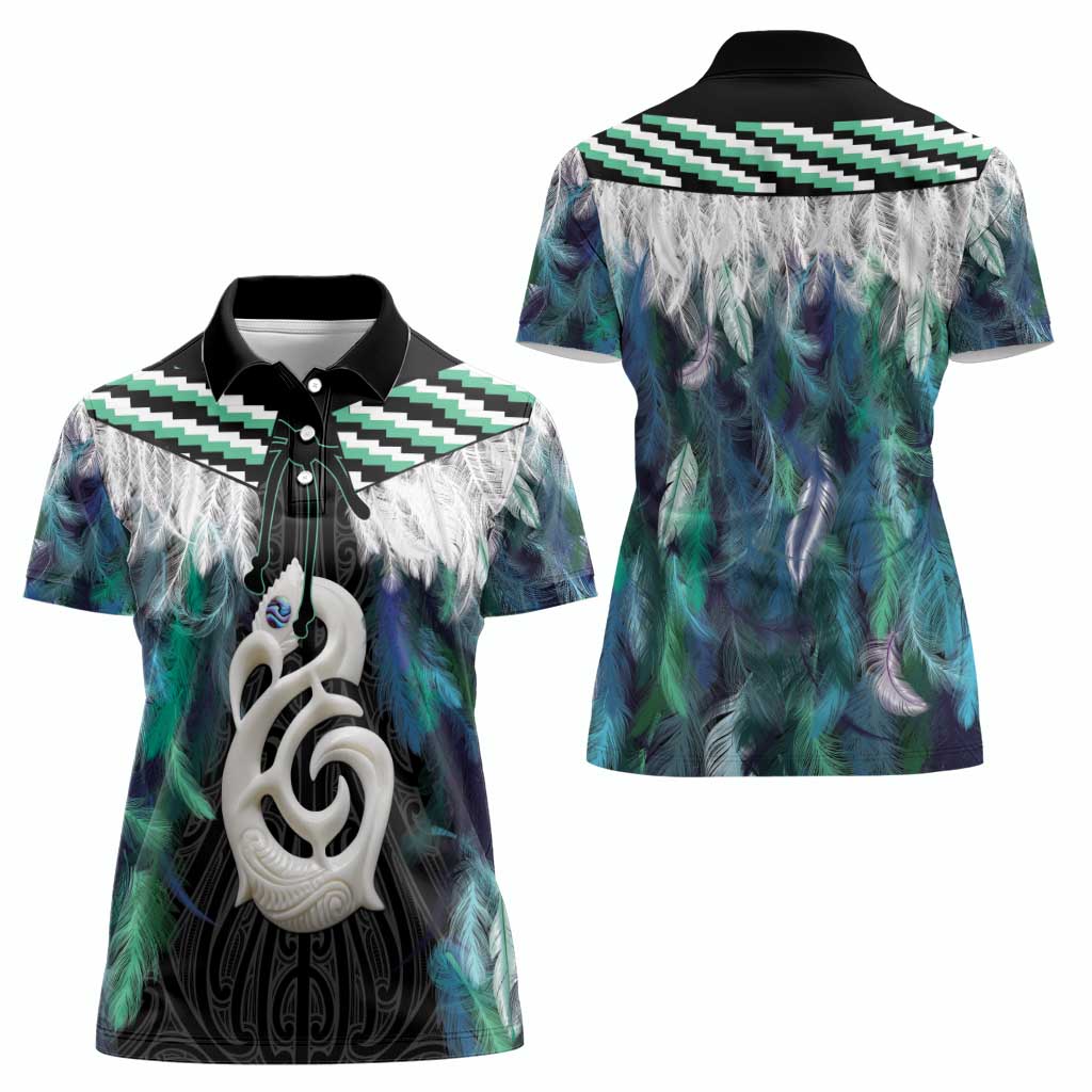 Aotearoa Korowai Motif Women Polo Shirt Hei Manaia Poutama Maori Pattern