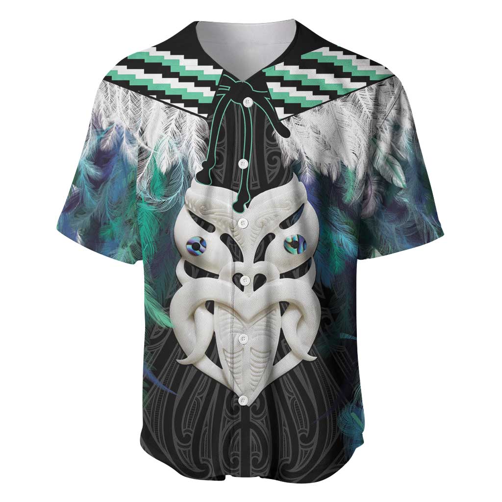 Aotearoa Korowai Motif Baseball Jersey Maori Wheku Poutama LT14 Turquoise - Polynesian Pride