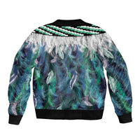 Aotearoa Korowai Motif Bomber Jacket Maori Wheku Poutama