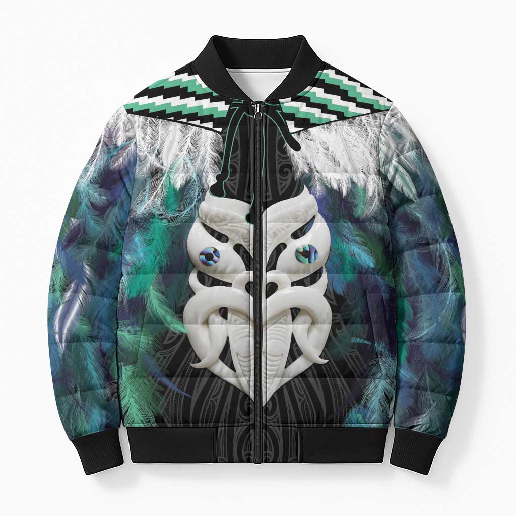 Aotearoa Korowai Motif Bomber Puffer Jacket Maori Wheku Poutama - Polynesian Pride