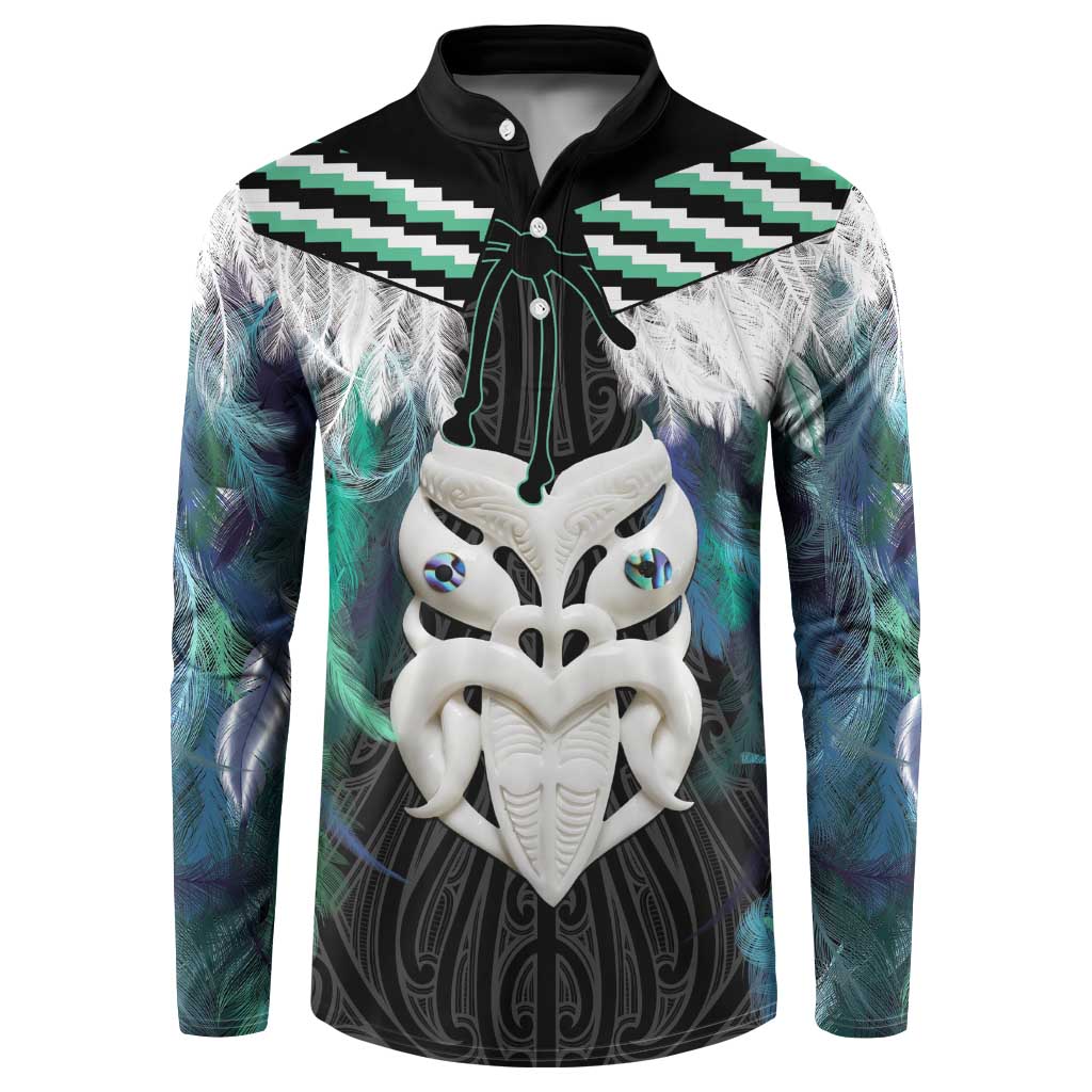 Aotearoa Korowai Motif Button Sweatshirt Maori Wheku Poutama